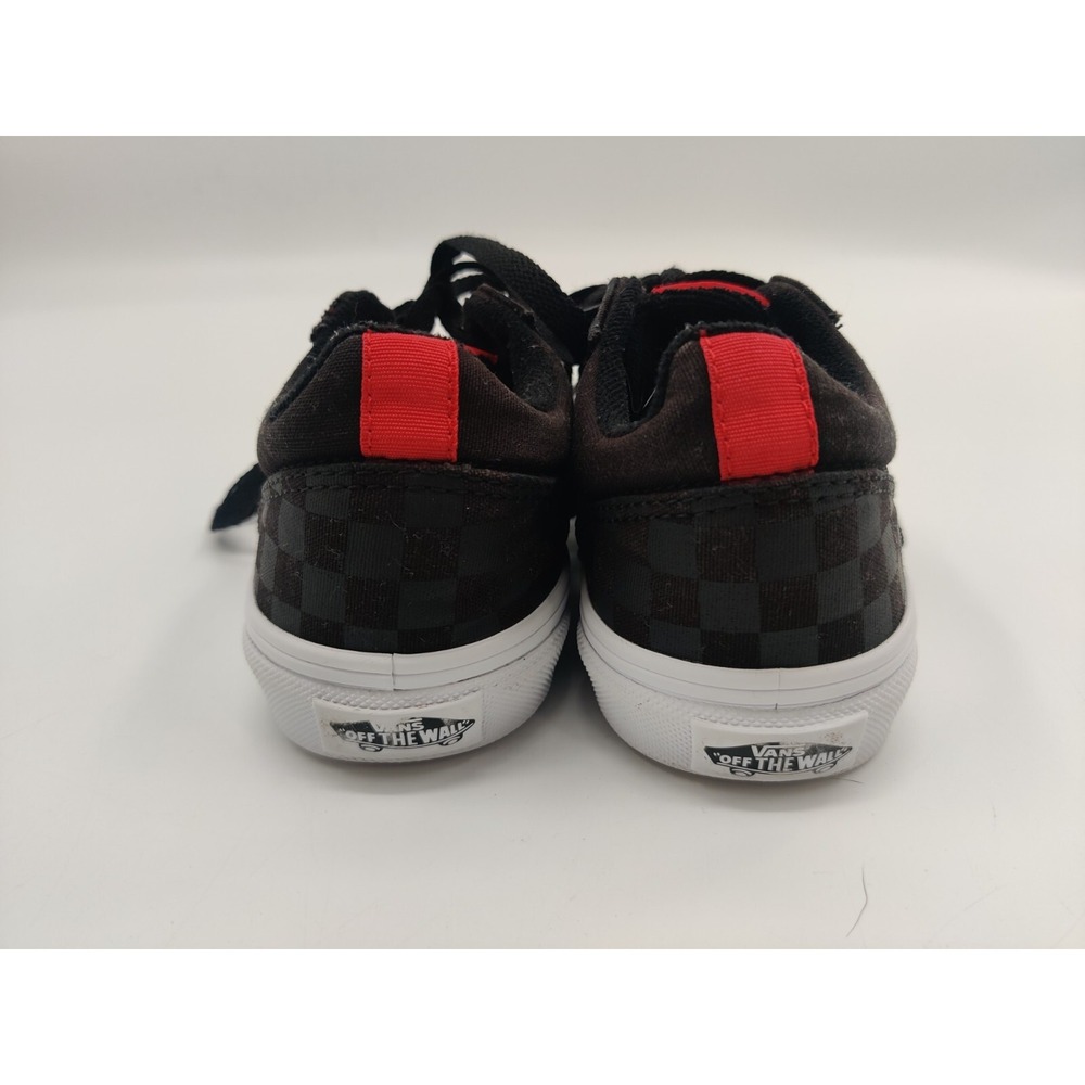 Vans Youth Checkerboard Skater Shoes Black‎ Red Lace Up Sneakers Size 2Y - Picture 3 of 7